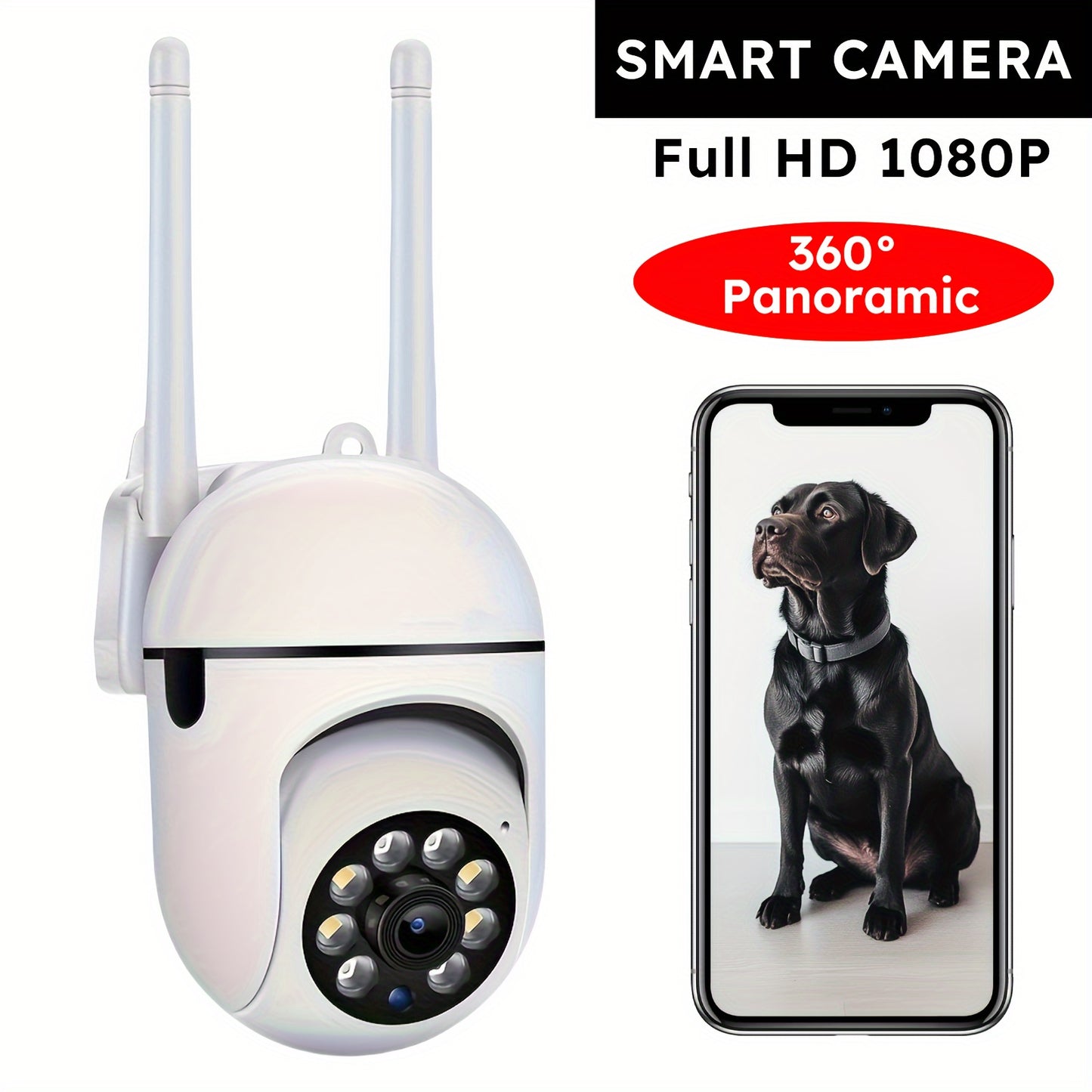 1pc Wireless WiFi Security Camera, Outdoor Weather-proof Water-proof Camera, 1080P HD, Color Night Vision, 2-Way Audio, 360 Pan/Tilt/Zoom, Ease Life APP, Motion Tracking & Detection for Home Security, Spotlight & Siren(Wired)