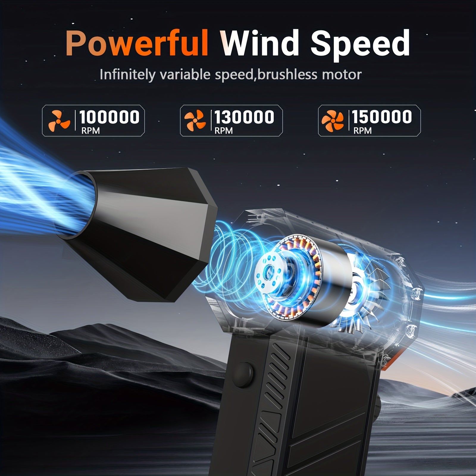 Bilolly Turbo Fan High-Power Jet Fan, 150000RPM, Compressed Air Dust Blower, 3-speed Settings - 100000/130000/150000RPM, Car Cleaning Tool, Lightweight Blower, High-Performance Motor, Durable Construction, Powerful Airflow, Birthday Gift For Men