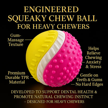 OPT AUS Premium TPR Power Ball – Indestructible Squeaky Dog Toy Ball with Bell Sound, 3.25" / 8.3cm Durable Bouncy Chew Ball for Small & Medium Dogs, Teeth Cleaning & Interactive Play