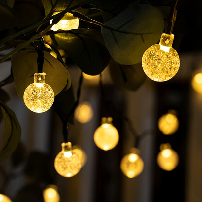 1 Pack, Intelligent Solar Courtyard Light, 20/50/100 Crystal Fairy String Lights, Equipped with Intelligent Light Sensors, Button Switch to 8 Modes, Suitable for Garden, Camping, Fence, Wedding, Party, Christmas and Other Scenes