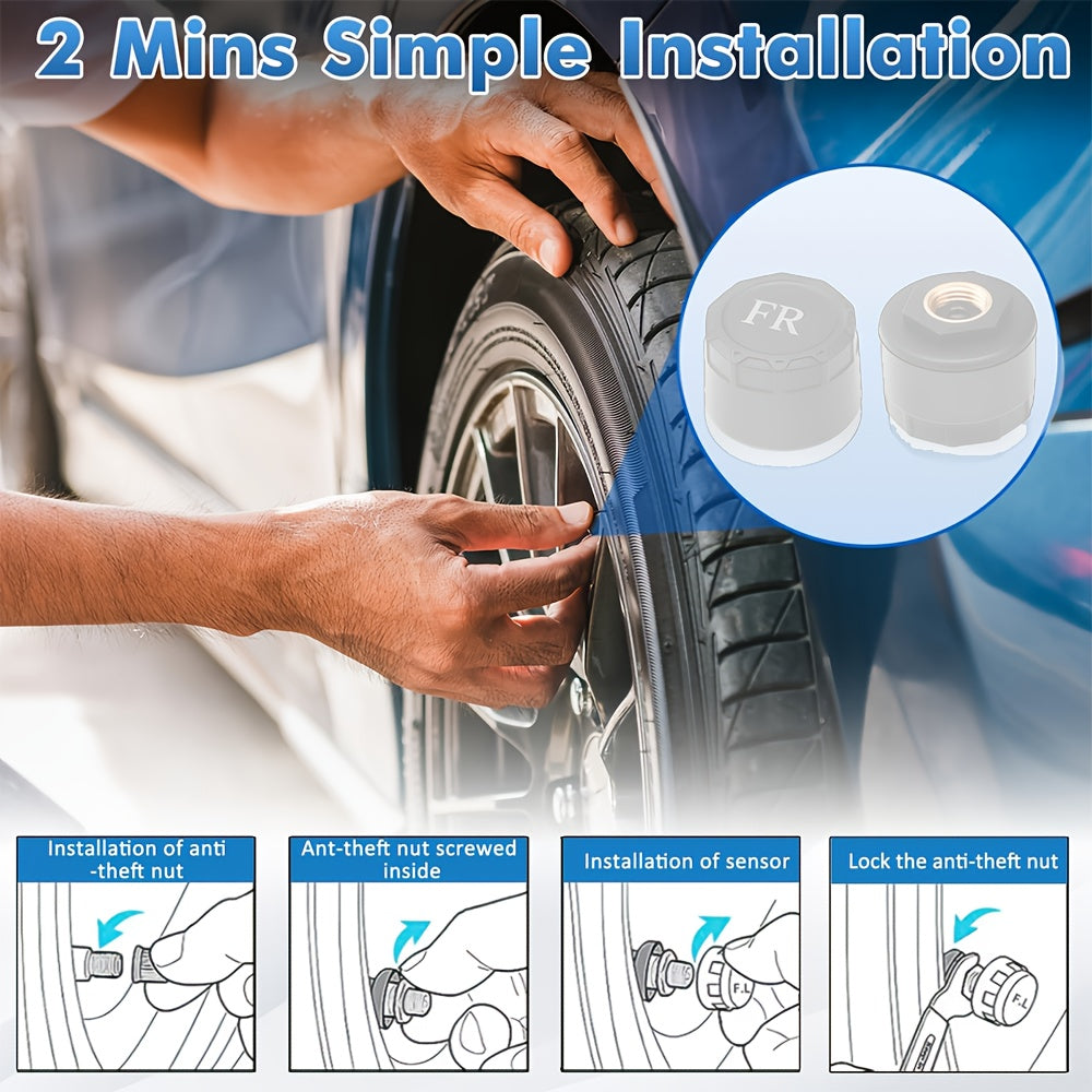 TPMS Tyre Pressure Monitoring System - Precise Pressure Monitoring for RV, Truck, Van and SUV (0-5 Bar), Real-Time Alerts for Pressure & Temperature