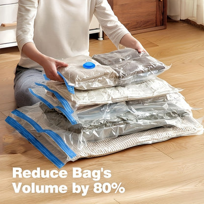 9pcs Heavy-Duty Vacuum Compression Bags with Portable Hand Pump Suitable for Bedding & Clothes Storage, 2 Large+3 Medium+3 Small Space-Saving Sealer Bags, 80% Space Saving for Home Closet, Travel Essentials, Multi-Scene Organization (Vacuum Seal)