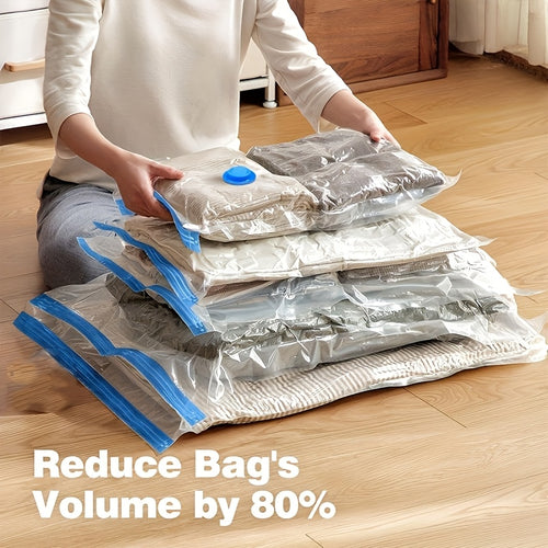 9pcs Heavy-Duty Vacuum Compression Bags with Portable Hand Pump Suitable for Bedding & Clothes Storage, 2 Large+3 Medium+3 Small Space-Saving Sealer Bags, 80% Space Saving for Home Closet, Travel Essentials, Multi-Scene Organization (Vacuum Seal)