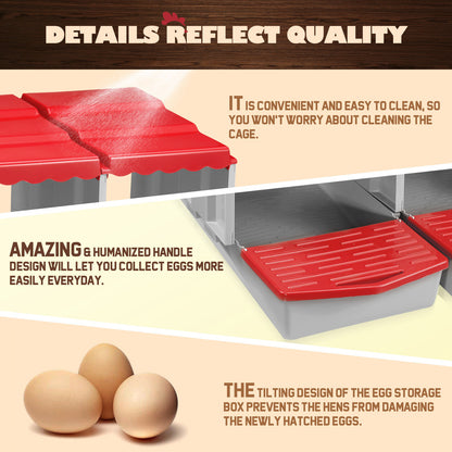 Maxkon Chicken Nesting Box 4 Hole Chook Hen Poultry Roll Away Out Laying Boxes Inside Outside Hutch Modular House Coop Egg Nest Lay Perch Brooder Plastic