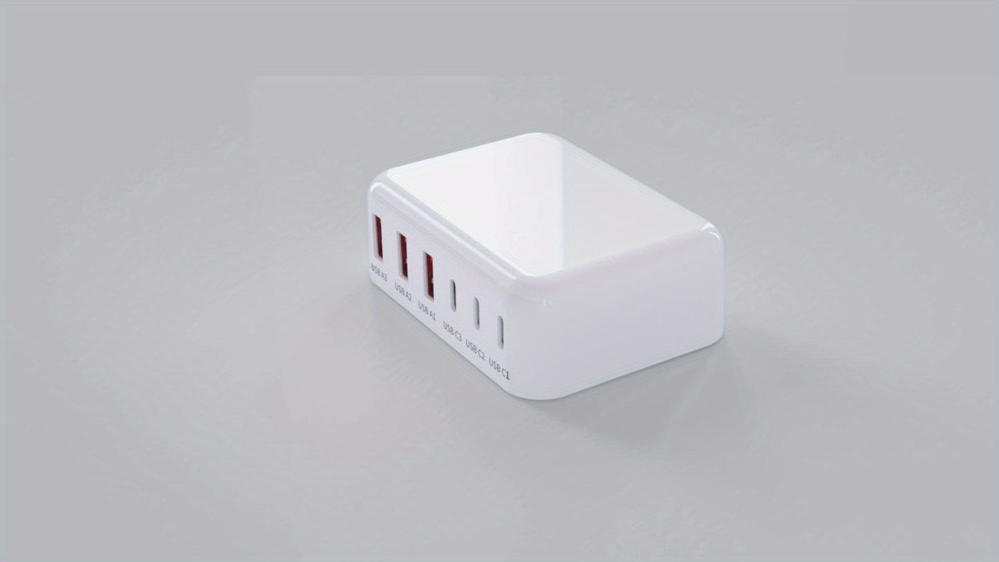 Cawhaw USB C Fast Charger 100W 6 Ports Multiple Charger With USB C And USB A Power Supply Charge Station For IPhone 17 16 15 14 13 12 11 Pro Max XS XR Samsung Cell Phones For IPad Halloween, Christmas Gifts - White/Red/Black