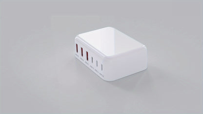 Cawhaw USB C Fast Charger 100W 6 Ports Multiple Charger With USB C And USB A Power Supply Charge Station For IPhone 17 16 15 14 13 12 11 Pro Max XS XR Samsung Cell Phones For IPad Halloween, Christmas Gifts - White/Red/Black