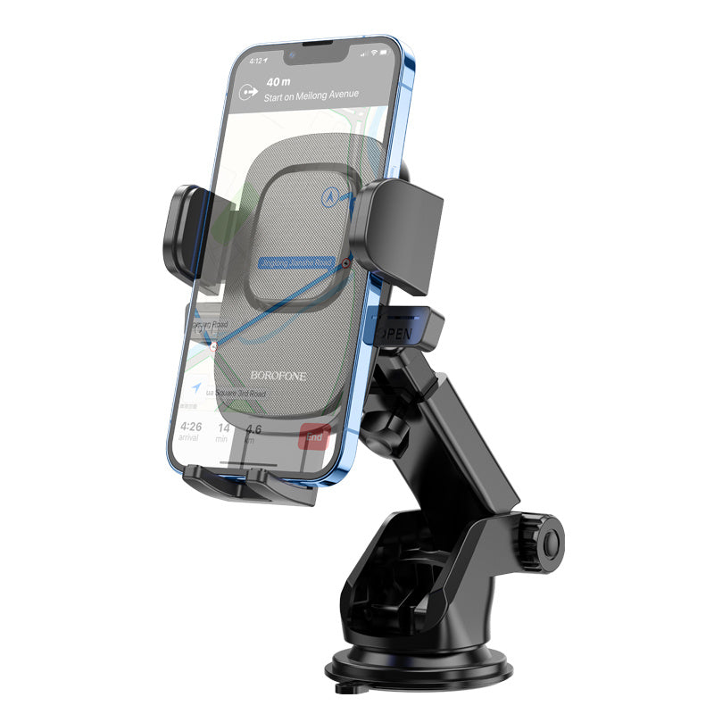 Borofone H60 Car Phone Holder – Hands-Free Car Mount, Adjustable 360° Rotation, Strong Suction Cup, Compatible with Smartphones