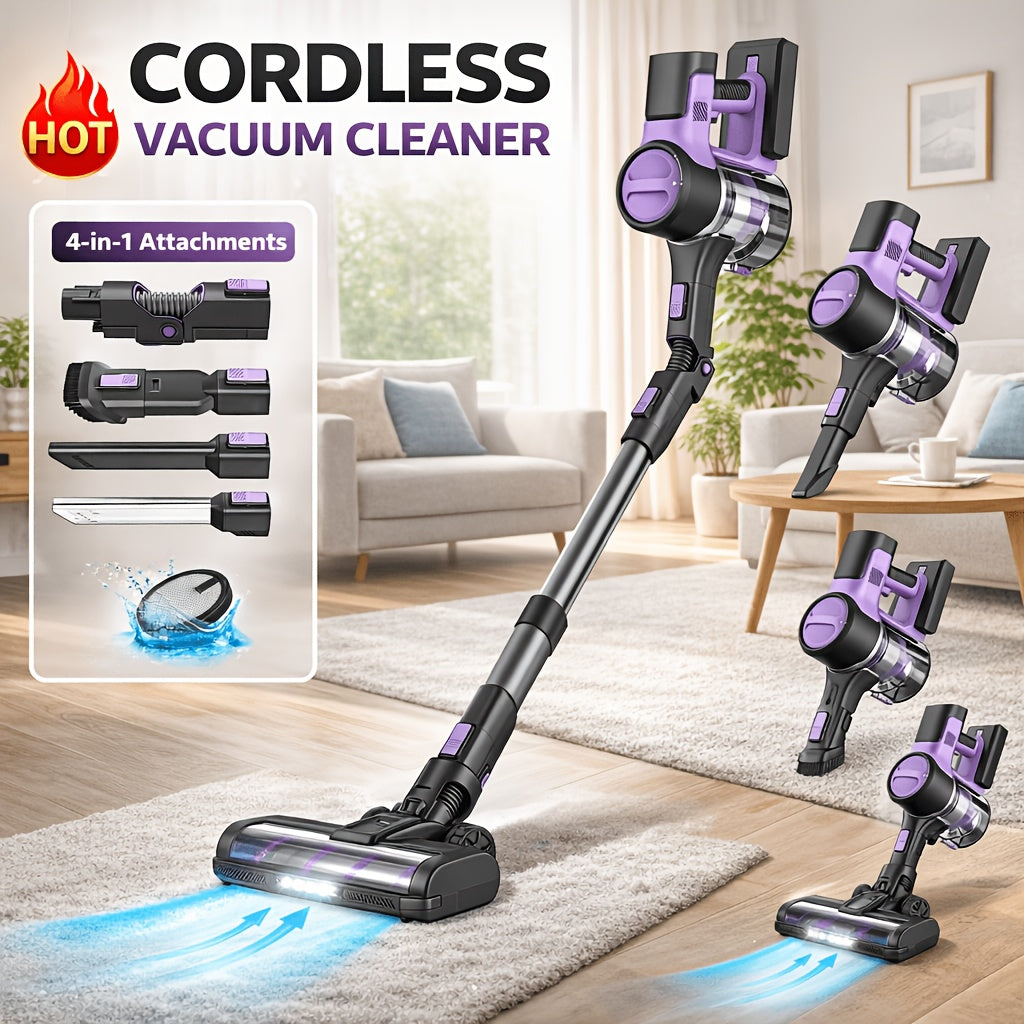 Corded/Cordless Stick Vacuum Cleaner Powerful Suction, Lightweight Upright Handheld Vacuum with Anti-Tangle Brush And LED Headlight for Pet Hair, Carpet, Hardwood Floor And Tile Cleaning, 2-In-1 Home Vacuum for Car, Living Room, Bedroom, Office