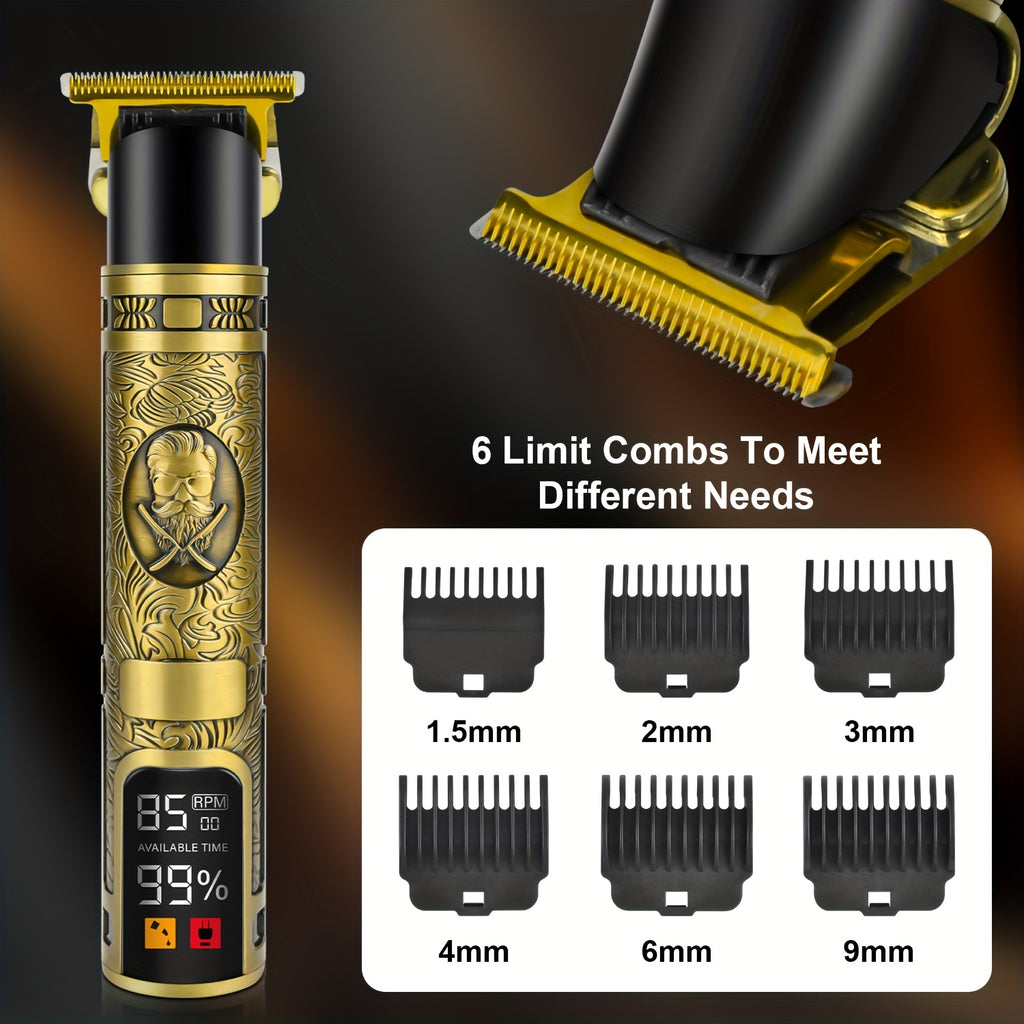 Professional Men's Electric Shaver & Cordless Beard Trimmer Set - Features 3 Adjustable Length Combs, USB Rechargeable Design, All-in-One Grooming Kit for Precision Styling, Perfect Gift for Men