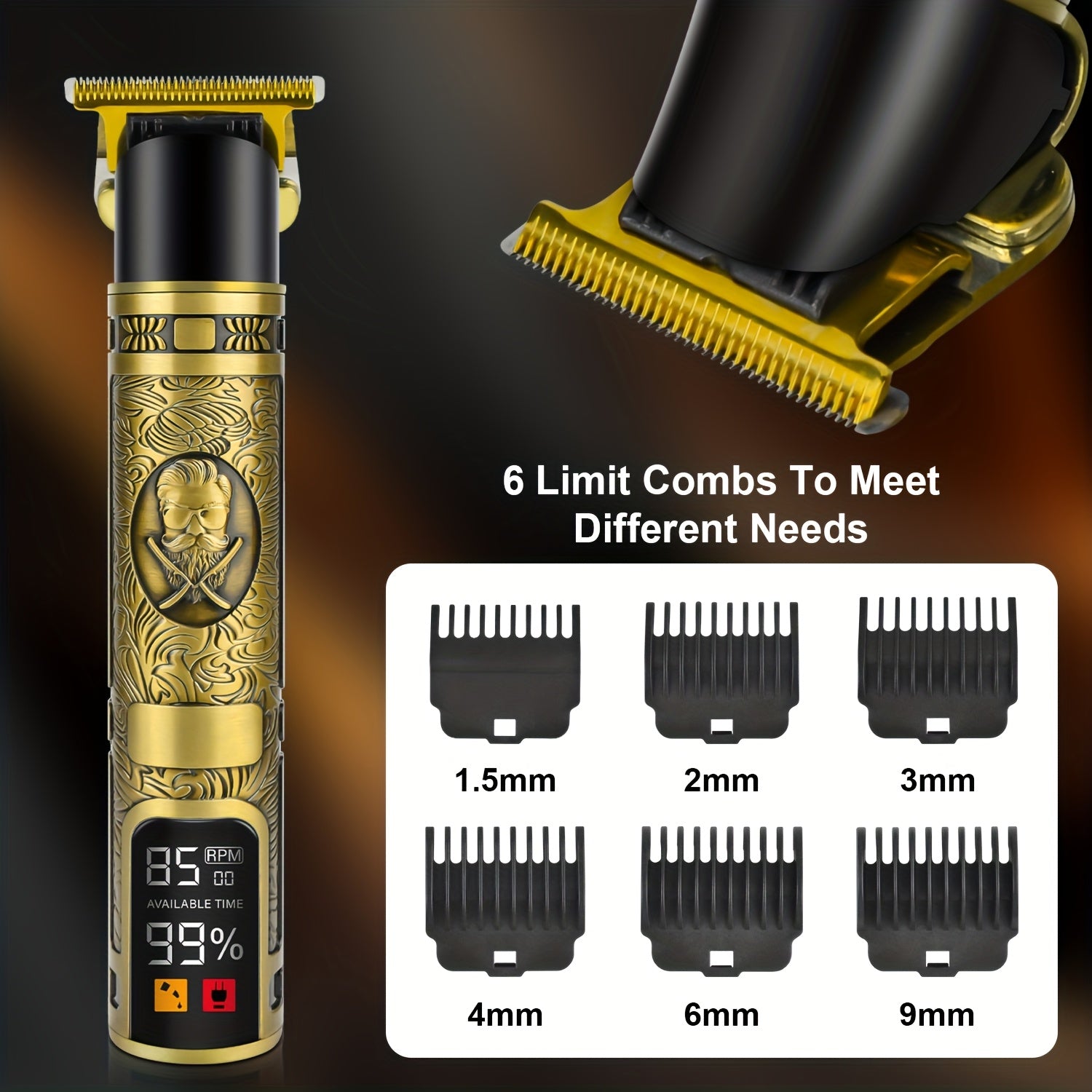 Professional Men's Electric Shaver & Cordless Beard Trimmer Set - Features 3 Adjustable Length Combs, USB Rechargeable Design, All-in-One Grooming Kit for Precision Styling, Perfect Gift for Men