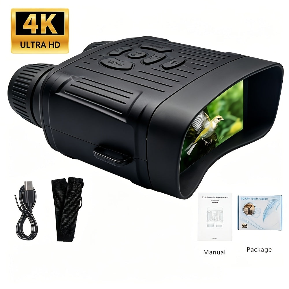 36MP 4K Night Vision Goggles Binoculars, with Infrared, 7.62 cm HD Large Screen, 10X Magnification, Infrared Digital Night Vision Camera for 100% Darkness Viewing, Hunting Use, Farm Surveillance, Wildlife Observation, Tactical Binoculars for Adults