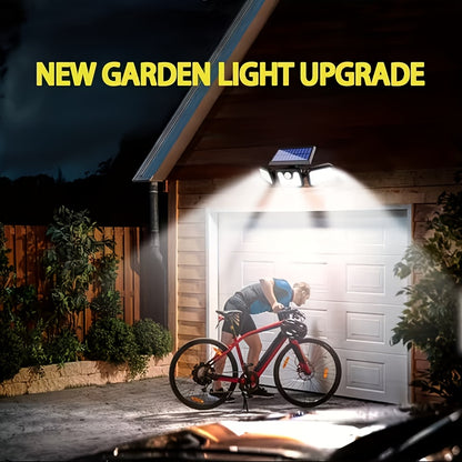 2/1pc 74LED Solar Outdoor Three-Head Sensor Wall Lamp, IP55 with 74 LED Light Beads, Wide-Angle Lighting, 3 Modes, Suitable for Garden, Courtyard, Street, Garage, Terrace And Porch Lighting