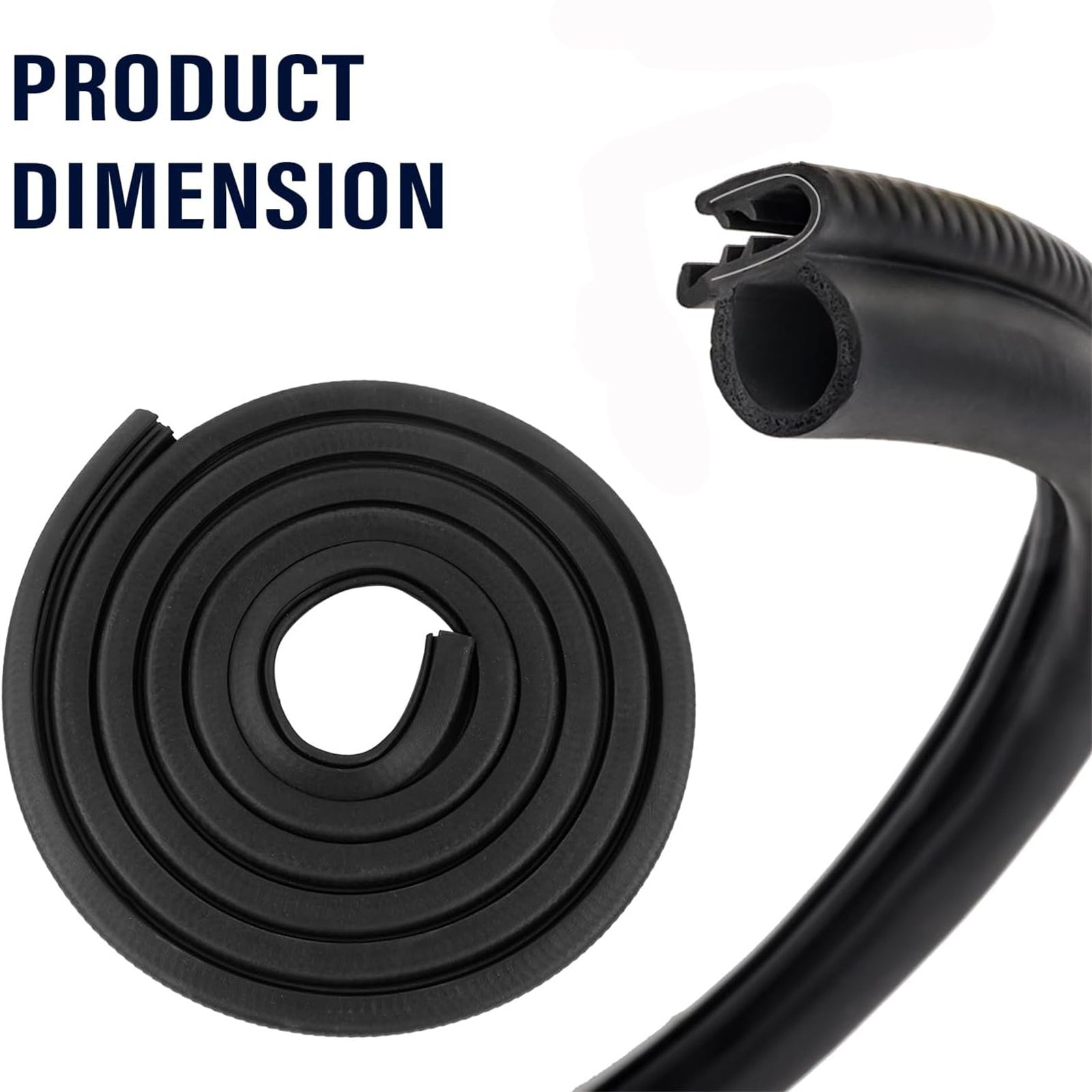 10M Rubber Edge Trim, Car Door Rubber Seal Strip Trim Seal with Side Bulb for Camper Car Bus Boat RV Truck Doors Automotive Car Weather Striping, 5M/ Roll