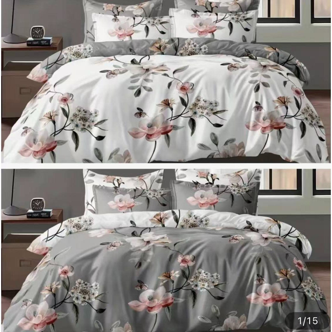 AU Standard Size All Sizes Bed Reversible Double Sided Quilt/Duvet/Doona Cover Set-Shadow Bloom