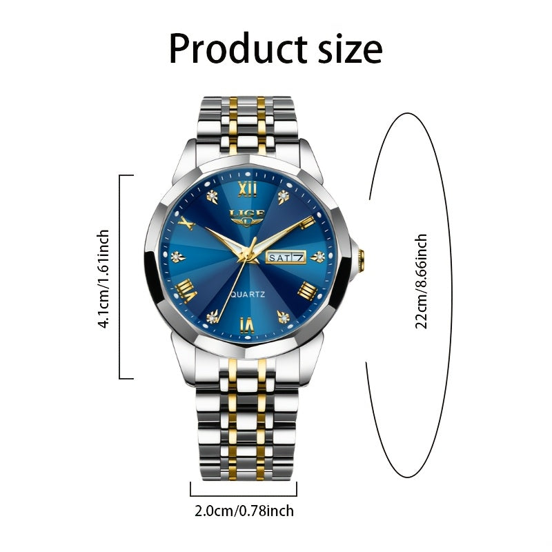 LIGE Quartz Watch/ Fashionable Appearance Steel Band/ Luminous Dial/ Time Reminder/ Multiple Colors/ Suitable for Teenagers Fashion and Versatile