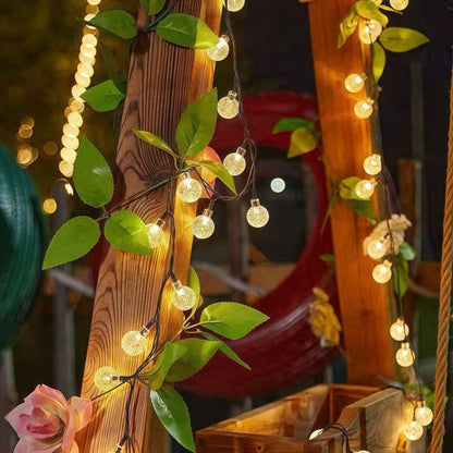 1 Pack, Intelligent Solar Courtyard Light, 20/50/100 Crystal Fairy String Lights, Equipped with Intelligent Light Sensors, Button Switch to 8 Modes, Suitable for Garden, Camping, Fence, Wedding, Party, Christmas and Other Scenes