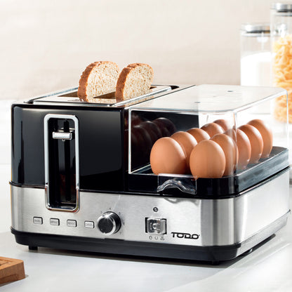 1400W Breakfast Master Toaster Egg Cooker Poacher Bacon Fryer Grill All In One