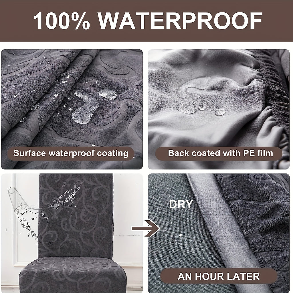 4/6pcs 100% Waterproof Dining Room Chair Covers Stretch Parsons Chair Slipcovers for Dining Room Kitchen Chair Protector Cover, Removable, Washable
