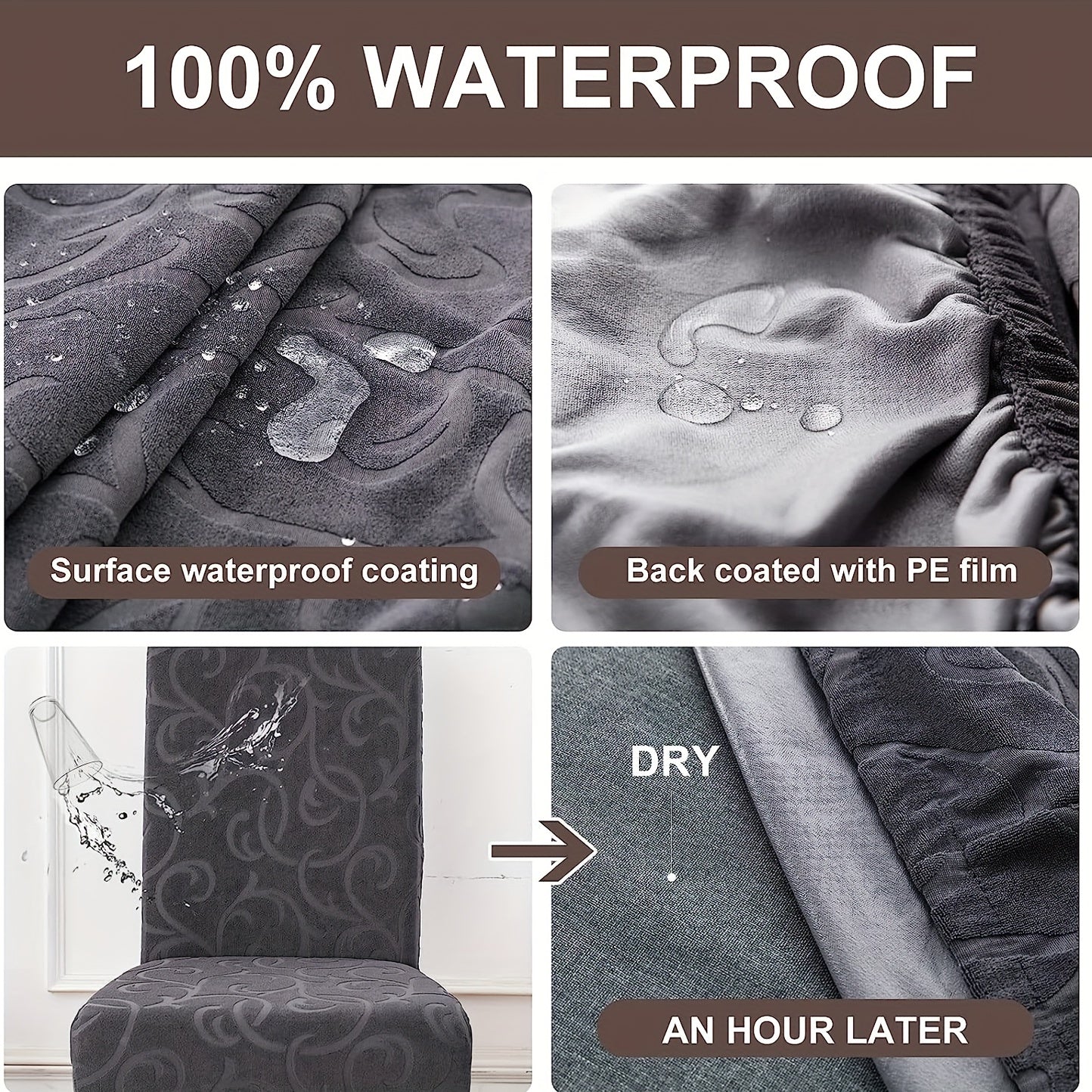 4/6pcs 100% Waterproof Dining Room Chair Covers Stretch Parsons Chair Slipcovers for Dining Room Kitchen Chair Protector Cover, Removable, Washable
