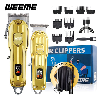 WEEME 4pcs/2pcs/1pc Men's Electric Hair Clipper, Ideal for Beard Trimming And Facial Cleaning, Electric Hair Clipper+T-shaped Trimmer+electric Shaver+electric Nose Hair Trimmer. Gifts for Fathers, Husbands And Brothers.