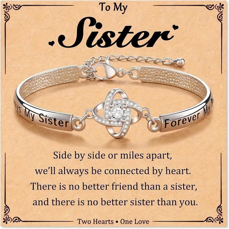 Elegant 925 Sterling Silvery Bracelet with Sparkling Charm - Perfect Gift for Sister, Mom On Christmas, Thanksgiving, Valentine's & Mother's Day | Boho-Chic Style, All-Season Wear