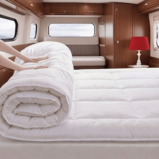 RV 1500GSM Mattress Topper - 7D Filling Pillow Top, Cotton Cover - Single/Double/Queen/King Mattress Topper for Bedroom, Guestroom