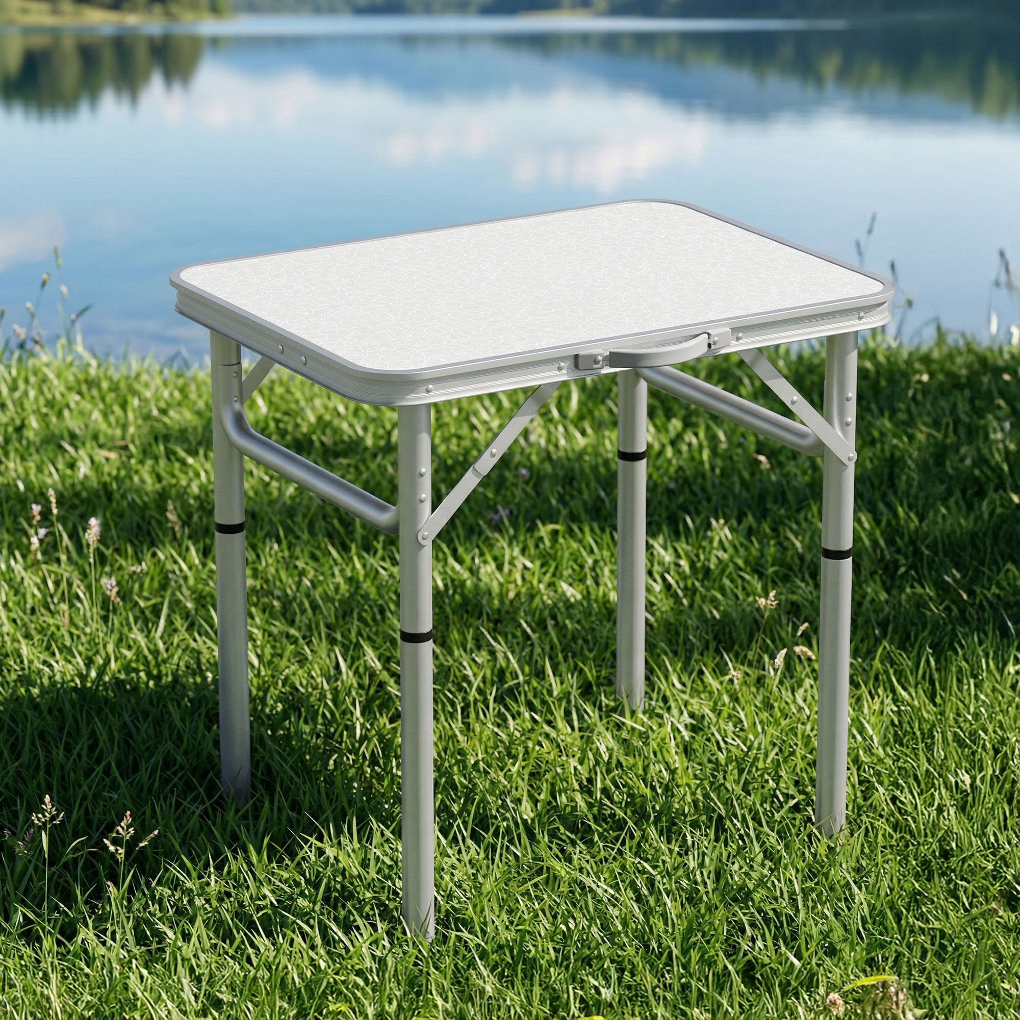 Weisshorn Folding Camping Table 60CM Adjustable Portable Outdoor Picnic Desk