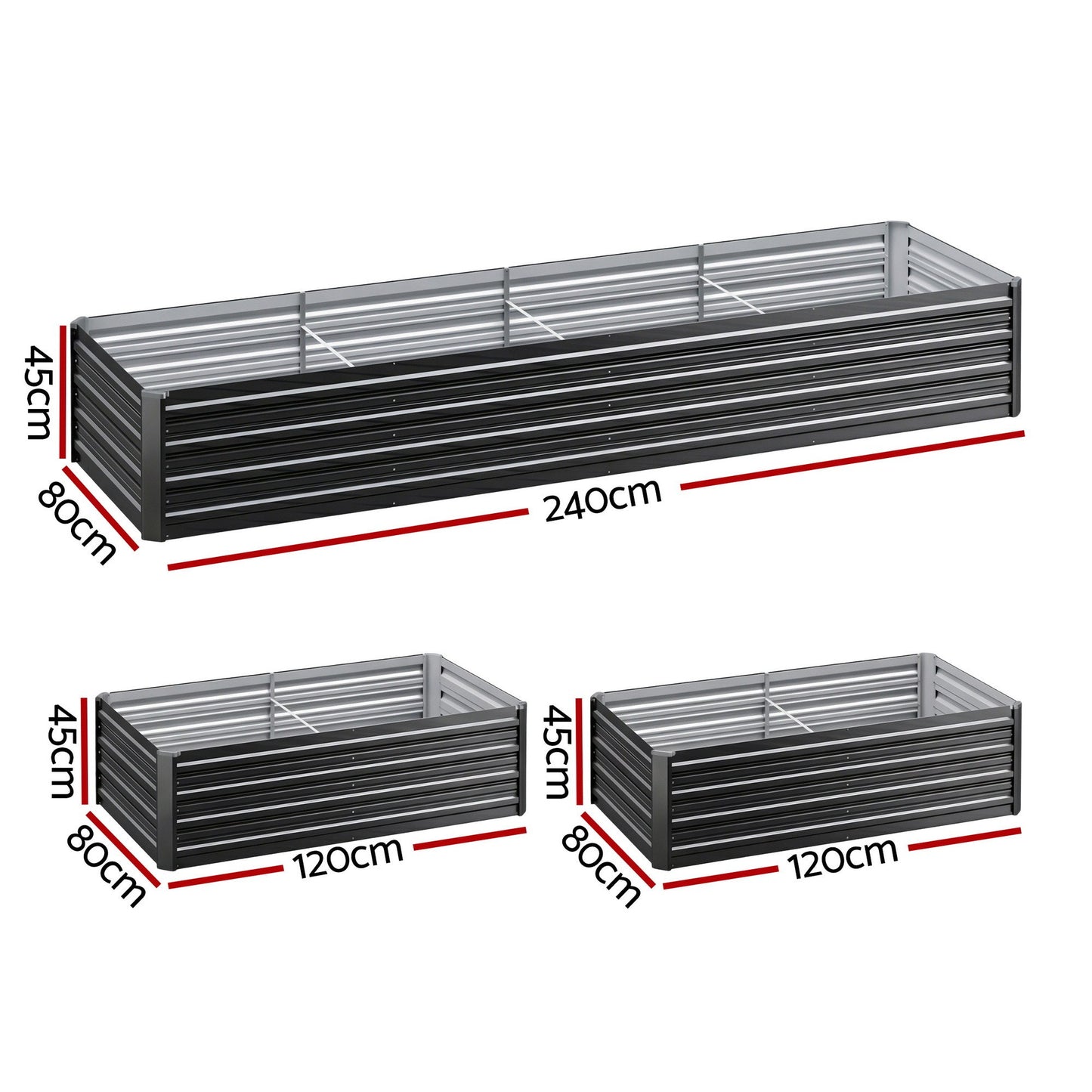 Green Fingers 2-in-1 Raised Garden Bed Kit 45cm Professional Depth Ergonomic 240cm Large Metal Planter Box | Easier Access Veggie Patch | Rust-Proof Galvanised Steel with Safe Rounded Corners & Gloves