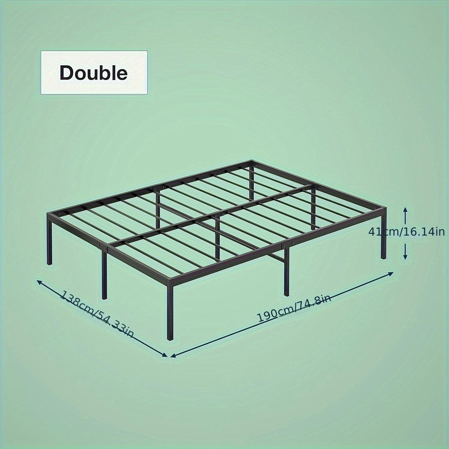 Ufurniture Single/Double/Queen Metal Bed Frame Base, 39cm Extra Storage Space Bed with Reinforced Legs, 300kg Weight Capacity, Bedroom Furniture, Black