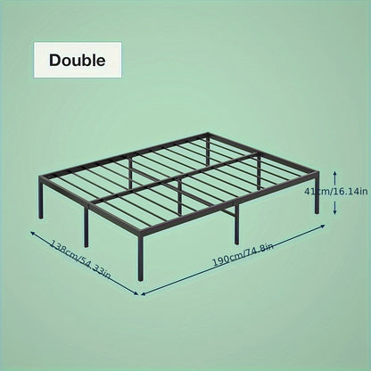 Ufurniture Single/Double/Queen Metal Bed Frame Base, 39cm Extra Storage Space Bed with Reinforced Legs, 300kg Weight Capacity, Bedroom Furniture, Black