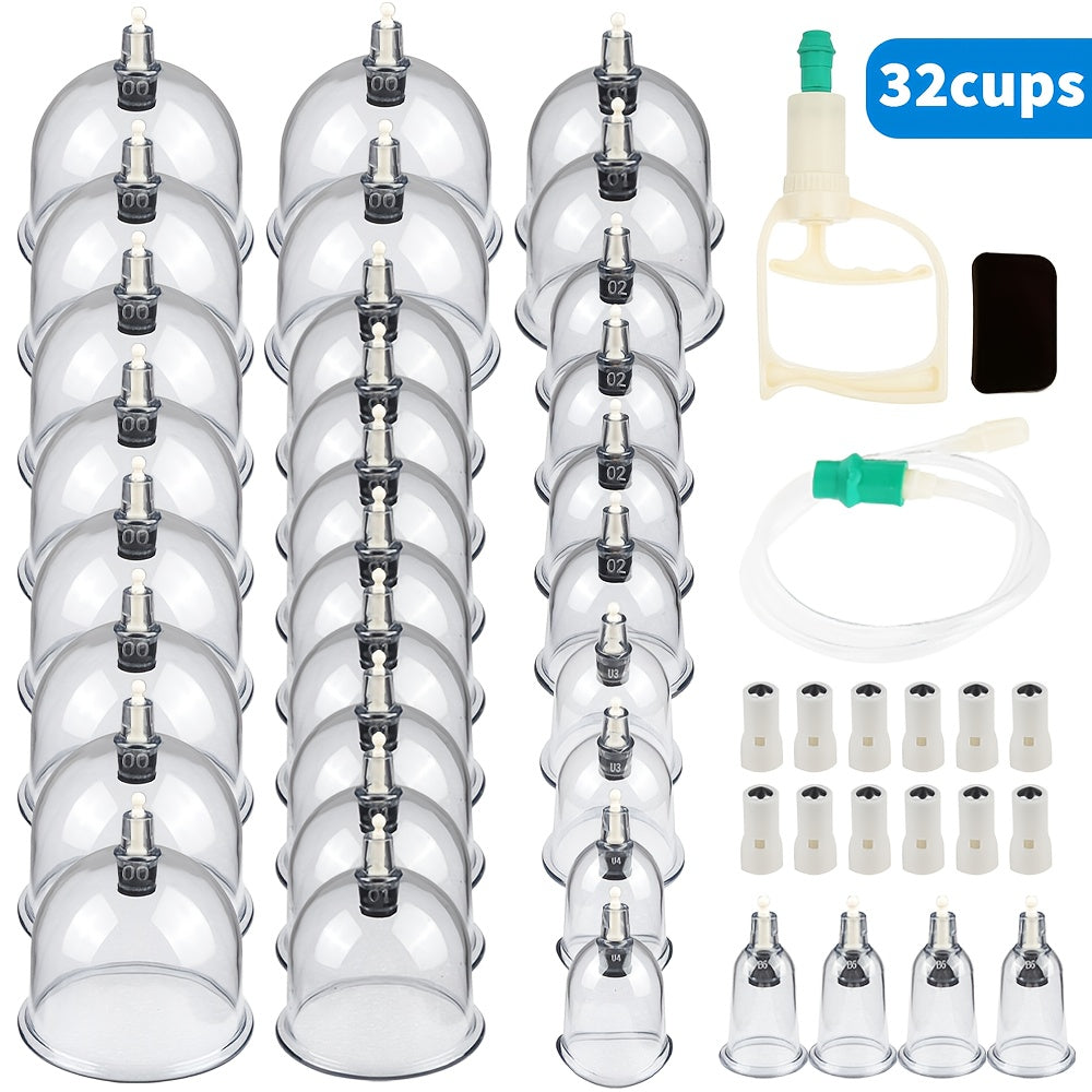32 Cups Set Vacuum Massage Cupping Kit Acupuncture Suction Massager