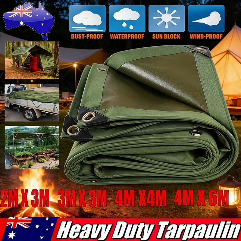 Heavy Duty Waterproof Canvas Tarpaulin - All-weather UV Protection, Equipped with Reinforced Edging And Metal Buckle Holes, Suitable for Large Heavy-duty Tarpaulins for Camping, Construction, Agriculture, And Cargo Vehicle Covers, Used for DIY Design