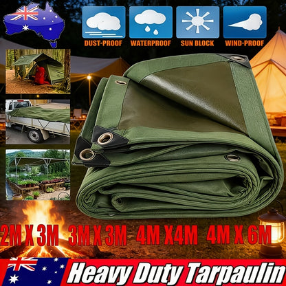 Heavy Duty Waterproof Canvas Tarpaulin - All-weather UV Protection, Equipped with Reinforced Edging And Metal Buckle Holes, Suitable for Large Heavy-duty Tarpaulins for Camping, Construction, Agriculture, And Cargo Vehicle Covers, Used for DIY Design