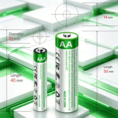 Set of 8 AA And 8 AAA Batteries, Featuring Usb/Type-C Rechargeable Lithium-Ion Batteries with High Capacity of 1.5V 1867Mah 2800Mwh And 500Mah 750Mwh. They Offer Fast Charging in 1.5 Hours, Consistent Output, And Can Last Up to 1200 Cycles