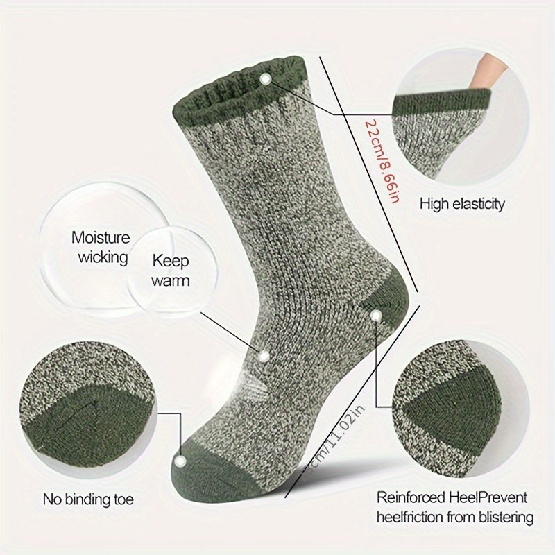 5 Pairs of Men'S Merino Wool Socks, Warm Wool Hiking Socks Extra Thick Winter Crew Socks for Valentine'S Day Gifts, Gifts (US Sizes 7-13)