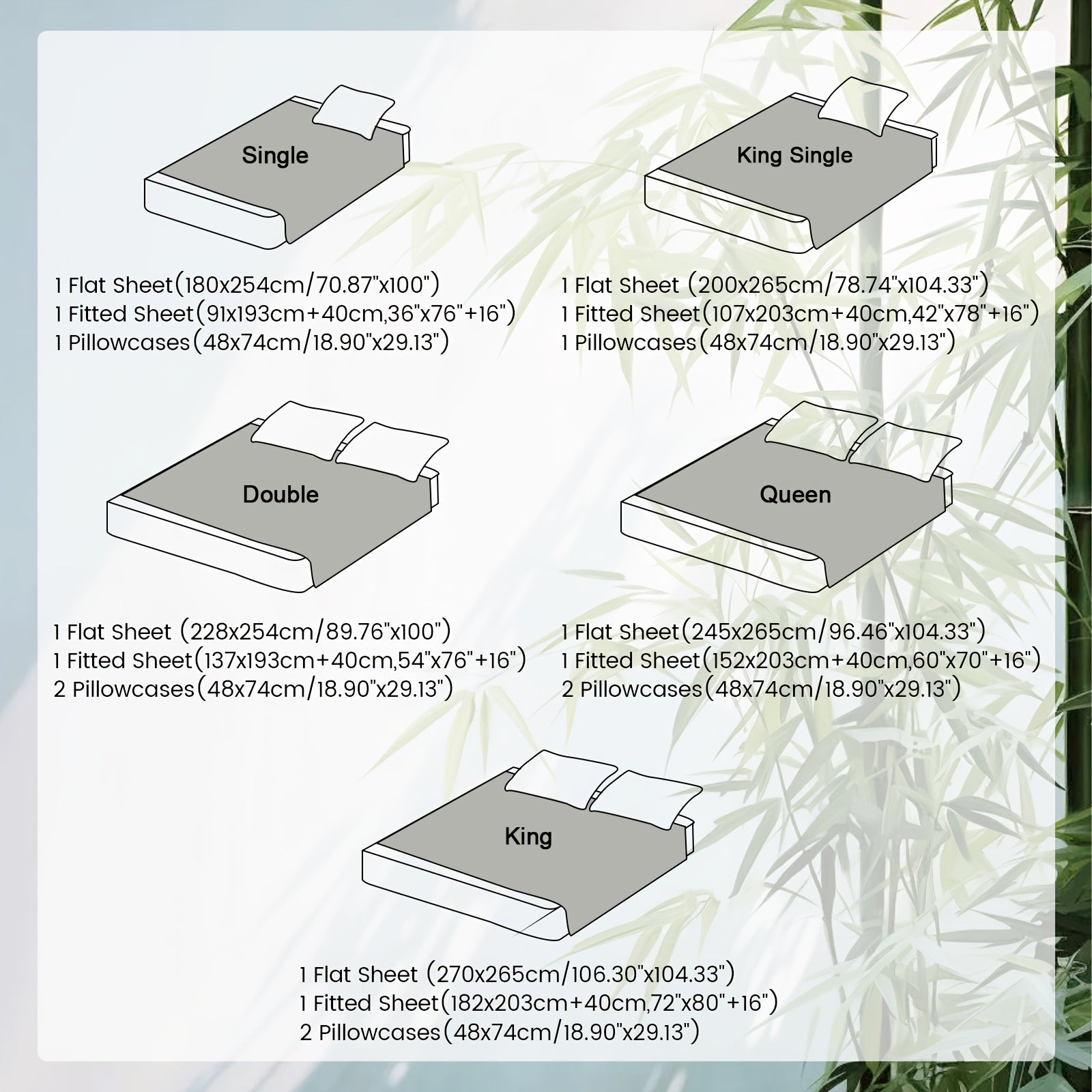 Luxurious 2000TC Cooling Bamboo Sheet Set - Breathable, Soft, Fade-Resistant, 40cm Deep Pocket - Ideal Sheet Sets For All Seasons Bedroom, Guest Room, Hotel, Christmas Gift