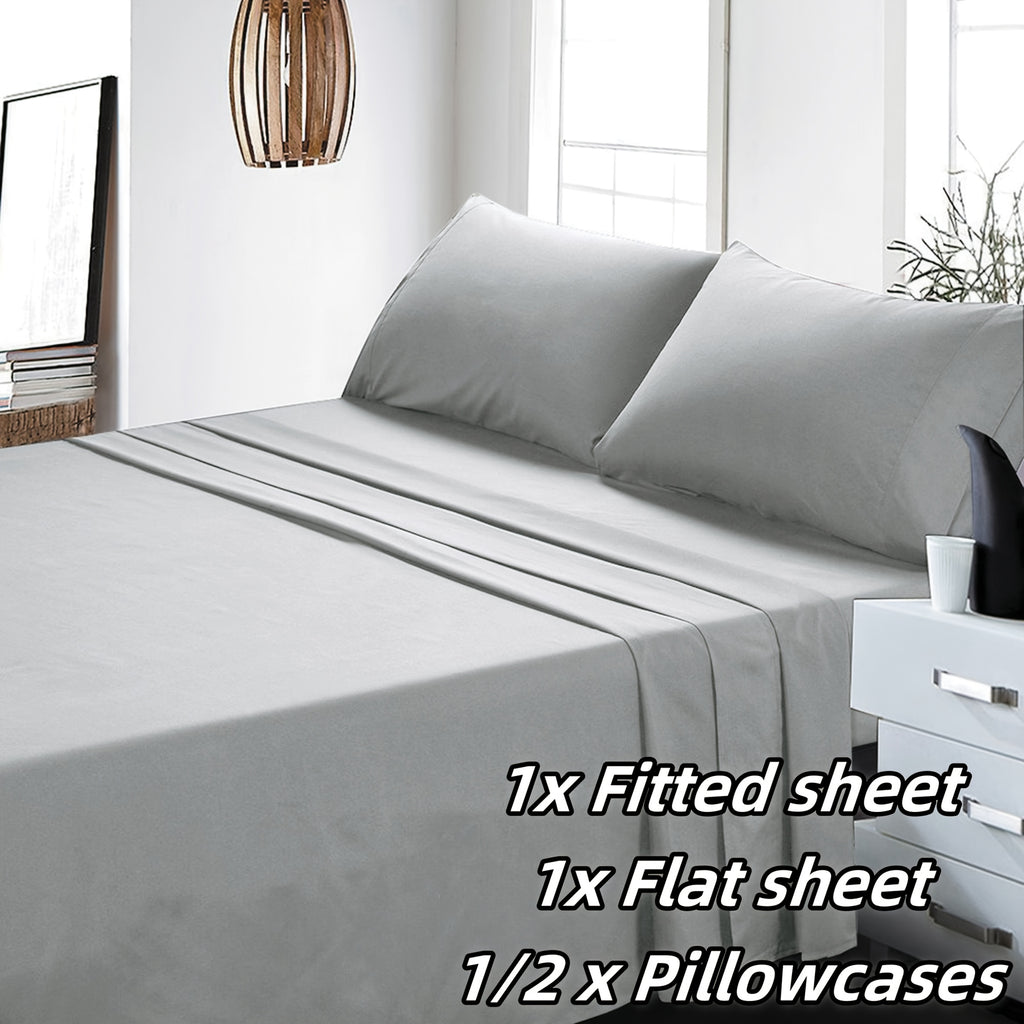2200TC Luxury 3/ 4pcs Sheet Set-Hotel Quality Breathable Bedding Sheet Set, Fitted Sheet And Flat Sheet And 1/2 Pillowcases, 40cm Deep Pocket - Fits Single/ King Single/ Double/ Queen/ King/ Super King Bed, Multiple Colours