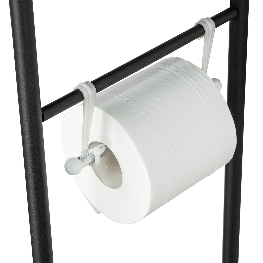 3-Tier Over Toilet Rack Bathroom Organizer Laundry Washing Machine Steel Storage Shelf Towel Accessories Hook Paper Roll Holder White Black, Shelves