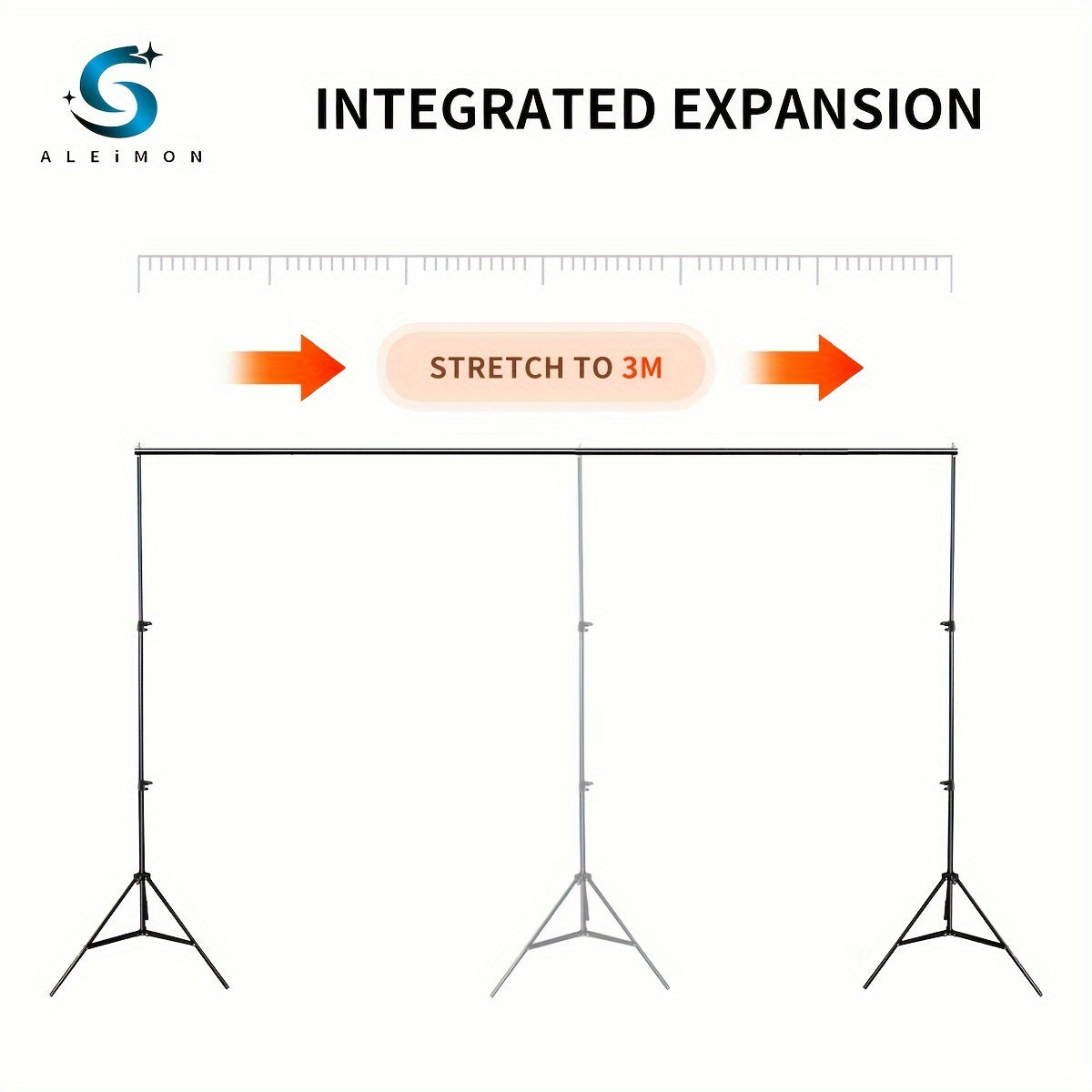 High Quality Professional Background Stand 10x7ft (W X H) Photo Studio Adjustable Metal Background Stand, Balloon Arch Support Kit, with 4 Cross Bars, 4 Background Clips, Party Wedding Event Decoration