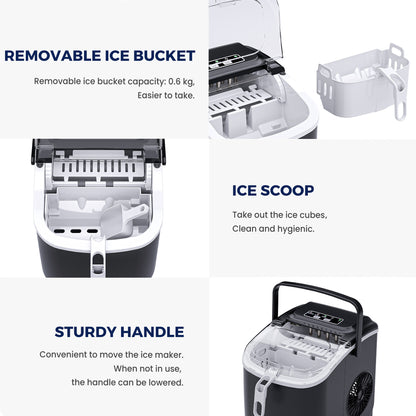 Advwin Countertop Ice Maker Machine, Portable Bullet Ice Maker with Self Cleaning, 7 Ice Cubes in 6-8 Mins, 2 Ice Sizes, Ice Machine for Home Kitchen Office Bar