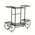 6-Level Metal Garden Cart Plant Stand Made of Wrought Iron for Displaying Flower Pots, Suitable for Indoor And Outdoor Decoration on Patios And Porches