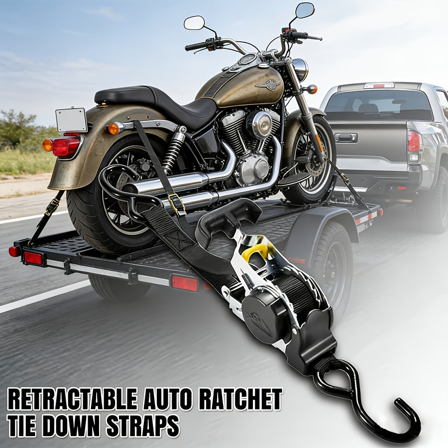 4pcs Heavy-duty Cargo Strap With Automatic Retraction, No Assembly Required, Free Extension And Contraction, Perfect Holiday Gift, Automatic Retractable Stretch Wrapping Straps With Tensioner