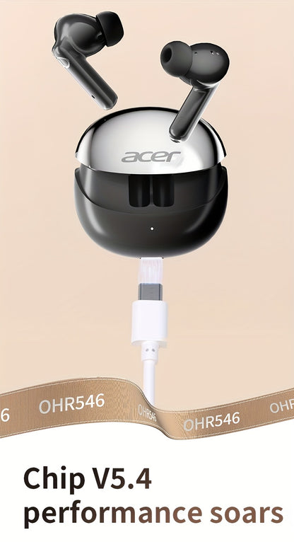 [Acer Official Authentic] In-Ear Design | TWS Wireless Headset | Stereo | Heavy Bass | Low Latency | Comfortable Wearing (Study/Business/Sports/Running/Fitness) | Portable Design | Multi-Device Compatible (Mobile Phone/Tablet/Laptop) | Recommended f