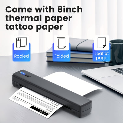 Portable Wireless Inkless Thermal Printer D810 - Compact Mobile Printer with Wireless for iOS/Android/- Devices, Compatible with Smartphones, Tablets, Laptops, -Charged Thermal Paper Printer (Letter/A4)