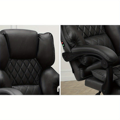 Massage Office Chair Computer Racer Faux Leather Seat Recliner | Adjustable Height, Powered, Synthetic Faux Leather, Foam Filling, Wipe Clean