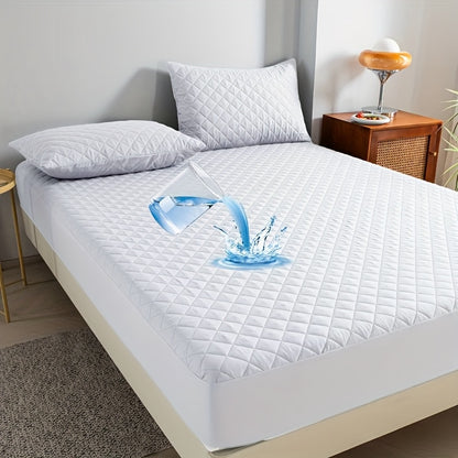 Completely Waterproof And Breathable Mattress Cover That Offers Comfort, Featuring a Thick Quilted Design with Multiple Layers And a Deep Pocket Suitable for 15-Inch Mattresses, Designed for Year-Round Use And Reusable Underpads