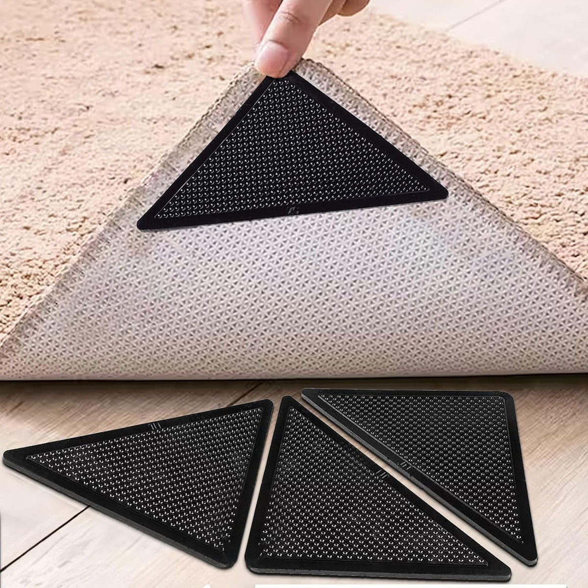 20 Pcs Carpet Tape, Non Slip Rug Tape for Hardwood Floors and Tiles, Reusable and Washable Rug Pad Gripper for Area Rugs, Dual Sided Adhesive Rug Stopper Keep Corners Flat