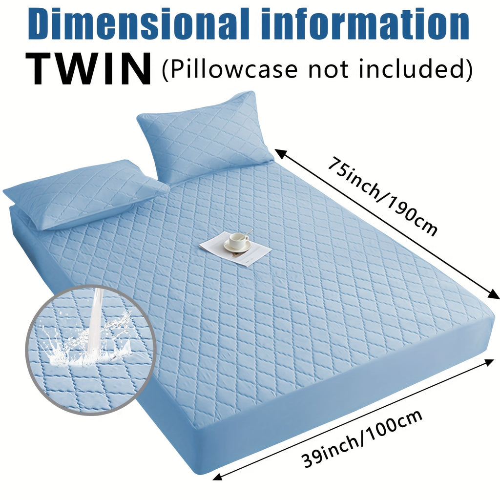 1pc Layered Waterproof Mattress Protector (Without Pillowcase And Pillow Insert) Soft And Comfortable Solid Color Bedding Mattress Cover Bedroom Guest Room Waterproof Fitted Sheet Only