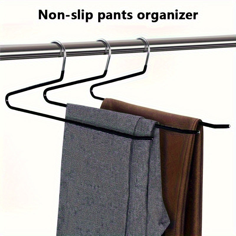 Set of 5 Sturdy Metal Z-Shaped Hangers Designed to Save Space, Perfect for Both for Home And Retail Use, Ideal for Organizing Clothes in Your Wardrobe with a Modern Nonslip Design