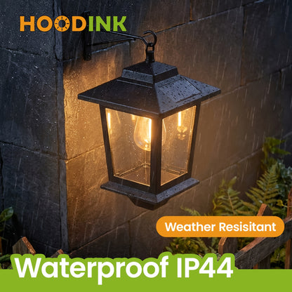 2 Pack Solar Wall Lanterns | Outdoor Hanging Solar Lights with 4 Solar Panels, Dusk to Dawn LED, Anti-Rust, 3000K Warm White, Metal Material